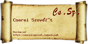 Cserei Szovát névjegykártya